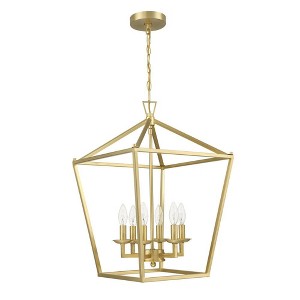 6-Light Soft Gold Dimmable Lantern Geometric Chandelier - 1 of 4