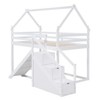 NicBex Twin Over Twin Bunk Bed with Storage Staircase,Loft Bed with Safety Guardrail and Slide for Bedroom,White/Brown - 4 of 4