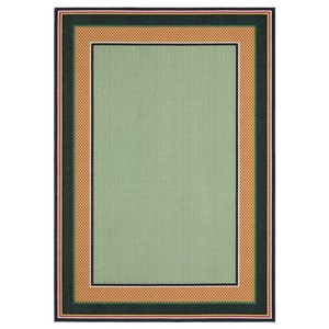 Captiv8e Designs Hilo Preppy Striped Border Green/Navy Indoor/Outdoor Rug - 1 of 4