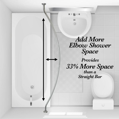 LunaLulinlk 44"-72" Adjustable Iron Curved Shower Curtain Rod, Satin Nickel
