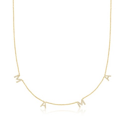Ross-Simons 0.25 ct. t.w. Diamond "Mama" Station Necklace in 18kt Gold Over Sterling