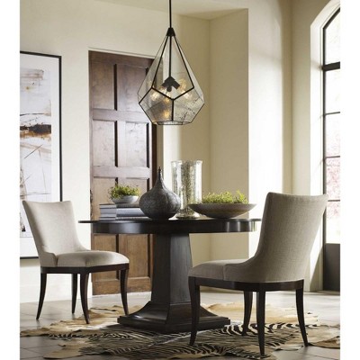 Cinq Antique Bronze Geometric 3-Light Pendant with Glass Panels