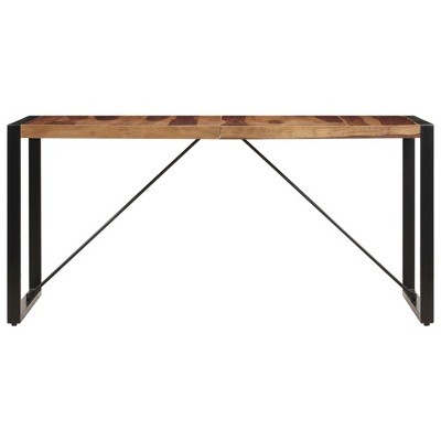 Retro Sheesham Wood Dining Table 55"x28" with Steel Legs