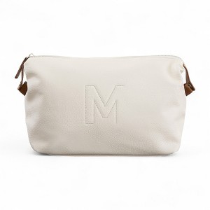 Personalization Mall Trapunto Initial Vegan Leather Cosmetic Case, White - 1 of 4