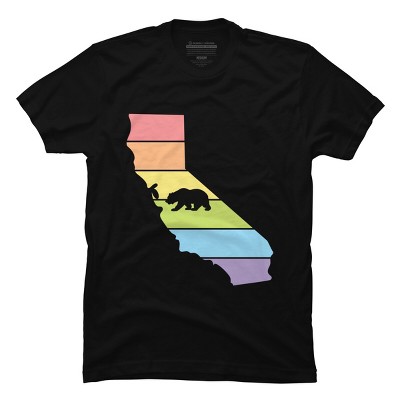 Adult Design By Humans California State Bear Pride Rainbow Flag By mellowrainbowT-Shirt