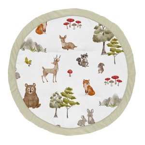 Sweet Jojo Designs Boy Girl Gender Neutral Unisex Baby Tummy Time Playmat Watercolor Woodland Forest Animals Multicolor - 1 of 4