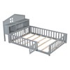 CAVINAS Full Size Wood Montessori Bed with Bookcases and Blackboards,Floor Bed with Guardrails and Storage Headboards,Toddler Bed for Bedroom - 4 of 4