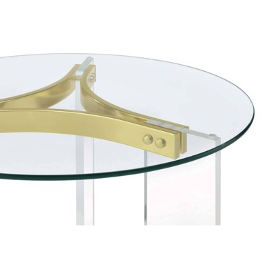Janessa Round Glass Top End Table with Gold Acrylic Legs