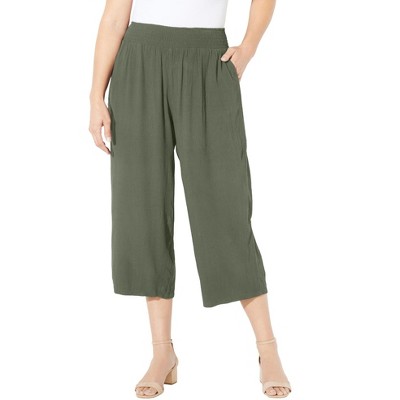 Catherines Women's Plus Size Petite Gauze Pull-On Capri