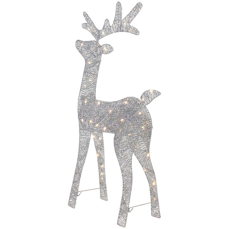 Northlight 39.5" LED Lighted Silver Glitter Reindeer Outdoor Christmas Decoration, 5 of 7