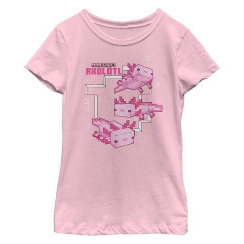 Minecraft Girl's Minecraft Axolotl T-Shirt - Light Pink - Large