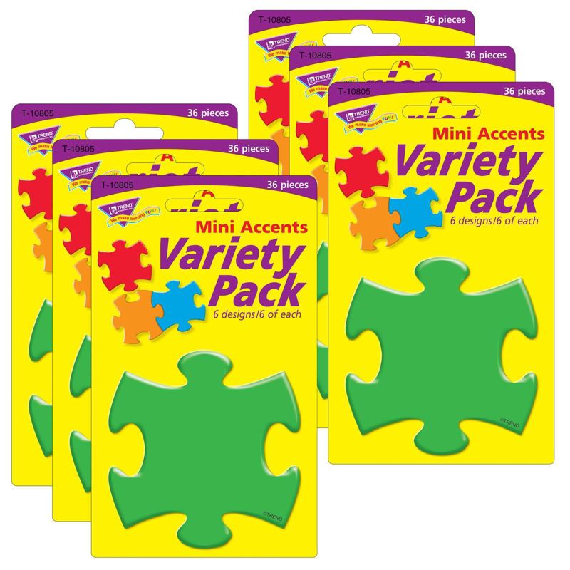 6pk Mini Accents Variety Pack Puzzle Shapes - TREND, 1 of 4