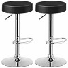 Tangkula Black Round Bar Stool Set of 2 Adjustable Swivel Pub Chair U Leather W/ Footrest - 3 of 4