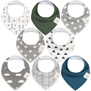 8pk Organic Baby Bandana Bibs, Baby Drool Bibs for Baby Boy, Girl, Baby Bibs for Infant, Newborn - 1 of 4