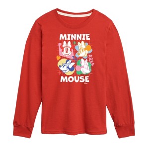 Boys' - Disney - Minnie Mouse Multicolored Grid Long Sleeve Graphic T-Shirt - 1 of 4