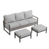 Sonkuki 3 Pieces Sofa with Side Table, All-Weather PE Rattan Wicker Set Patio Conversation Couch with Cushion - 2 of 4