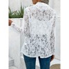 Women's Casual Open Front Lace Cardigan Mesh Shrug Cover Ups Lapel Neckline Solid Long Sleeve Elegant Jacket Blazer - 2 of 4