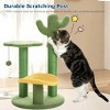 26" Cactus Cat Tree with Flower Perch, Soft Top, Hanging Ball & Compact Vertical Design for Indoor Cats - 2 of 4