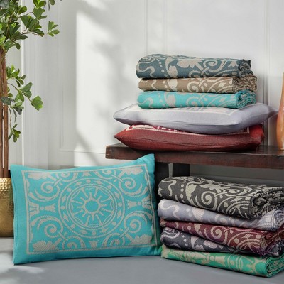 King Berry Red Cotton Blend Vintage Medallion Bedspread Set