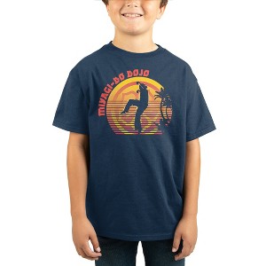 Cobra Kai 3 Miyagi-do Dojo Sunset Art Navy Youth Boys Short Sleeve Shirt - 1 of 1