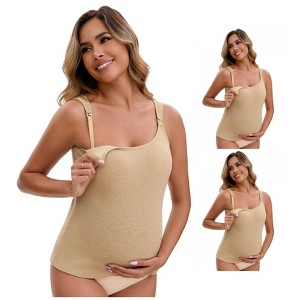 INSPIRE CHIC Women's 3 Packs Maternity Thermal Tank Tops with Built-In Bra with Adjustable Straps - 1 of 4