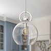 DORESshop 14 in. 1-Light Modern Brushed Nickel Globe Pendant Light with Clear Glass Shade for Kitchen, Dining, or Foyer Spaces - 4 of 4