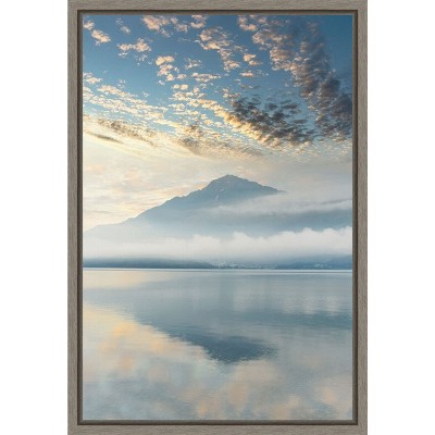 Amanti Art Gravedona Harbor Sunrise Mountain by Alan Blaustein Canvas Wall Art Print Framed 16 x 23-in.