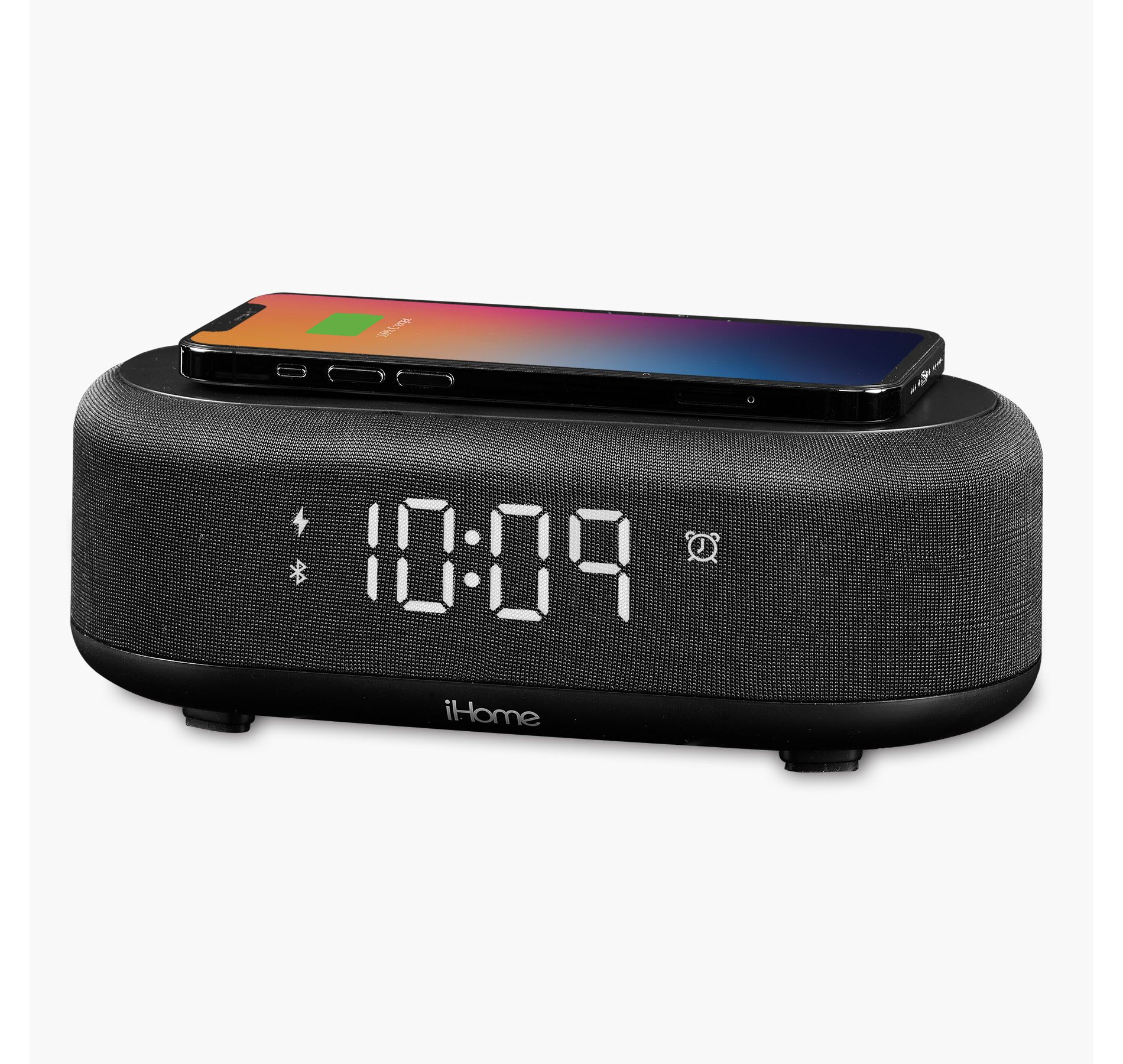 iHome Bluetooth Alarm Clock with Wireless Charger and USB Charging Station (iBTW112)