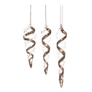 Transpac Glass Gold Swirl Ornament Set of 3 Christmas Home Decorations - 1 of 1