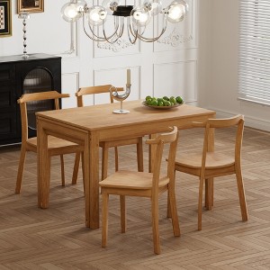 UPHA 65" 5-Piece Extendable Dining Table Set with Wheels and 4 Dining Chairs - 1 of 4