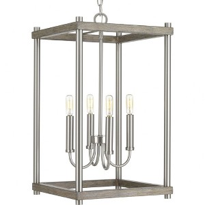 Progress Lighting Fontayne 4-Light Pendant, Brushed Nickel, Glass Shade - Rustic Farmhouse, Modern Farmhouse, Urban Industrial - 1 of 3