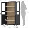 5 Tier Farmhouse Storage Cabinet, Tall Narrow Display Cabinet with Glass Doors, Adjustable Shelves, Metal Legs, Modern Wooden Accent Cabinet for - 2 of 4