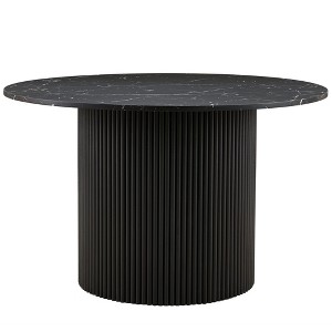 CAVINAS Round Dining Table Farmhouse Wood Strip Base Wood Veneer Tabletop for Kitchen - 1 of 4