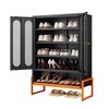 Vynxaria Black Mesh Door Shoe Cabinet with Adjustable Partitions - 2 of 4