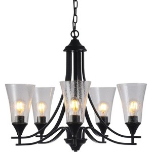 Chloe Lighting Sherard Contemporary 5 Light Matt Black Hanging Chandelier 27" Wide - 1 of 4