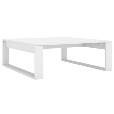 vidaXL White Square Coffee Table - Modern Engineered Wood Accent Desk for Living Room Furniture 39.4"x39.4"x13.8"