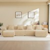 GDFStudio Nibley Modular 4-Seat U-Shape Velvet Fabric Sectional Boneless Sofa with 3 Pillows and 2 Movable Ottomans - 2 of 4