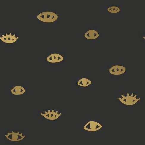 Tempaper Eye See You Self Adhesive Removable Wallpaper Black Gold Target