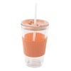 Mr. Coffee Sip Savvy 4 Piece 15 Ounce Silicone Sleeve Glass Cup Set w/ Lid and Straw - 2 of 4