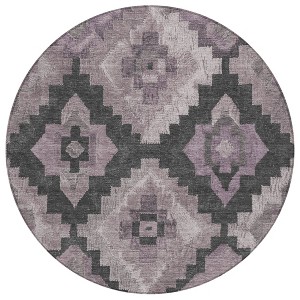 Lavender And Charcoal Aztec Washable Indoor Outdoor Area Rug - 1 of 4