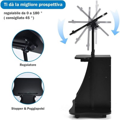 Black Adjustable Height Particle Board Laptop Cart