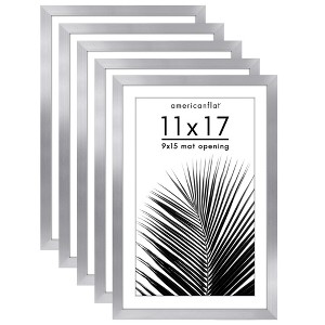 Americanflat 5 Pack of Picture Frames with Mat - Plexiglass Cover - 1 of 4