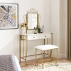 Vanity Mirror Table Set, Makeup Desk Vanity with Stool, Vintage Bedroom Vanity Lots Storage Dressing Table White for Women and Girls - 2 of 4