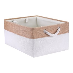 Unique Bargains Fabric Collapsible Storage Organizer Basket with Handles - 1 of 4