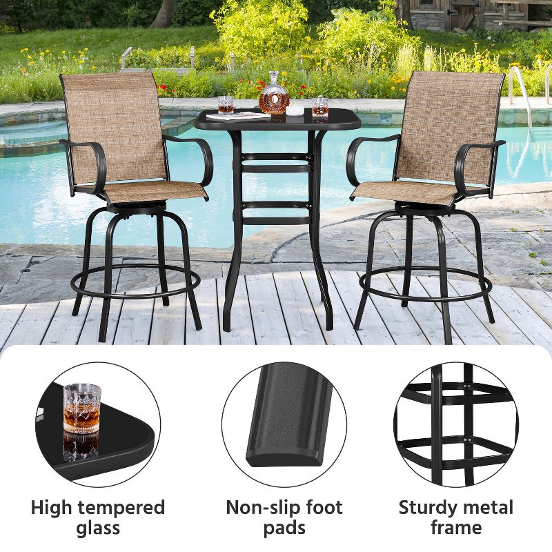 Yaheetech Outdoor Patio Bistro Table with Tempered Glass Tabletop, 5 of 8