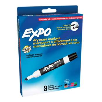 Expo Low-Odor Dry Erase Markers, Chisel Tip, 8 Colors, Pack of 8