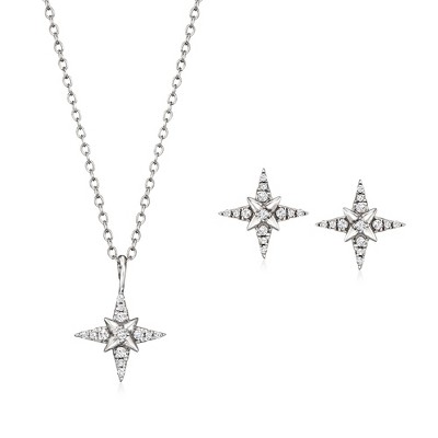 Ross-Simons 0.25 ct. t.w. Diamond North Star Jewelry Set: Earrings and Pendant Necklace in Sterling Silver