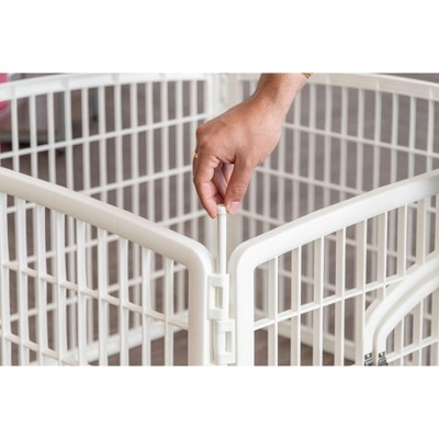 White 24'' Plastic Pet Playpen with Door for Indoor/Outdoor Use