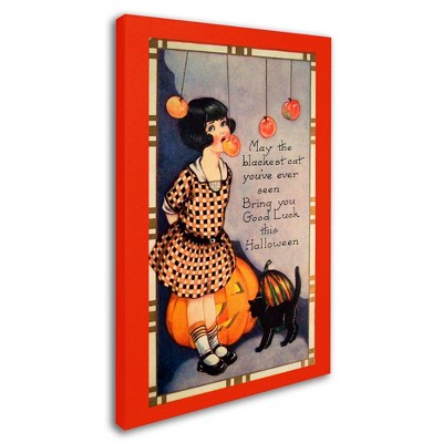 Trademark Fine Art -Vintage Apple Collection 'Halloween Apple Bobbing' Canvas Art