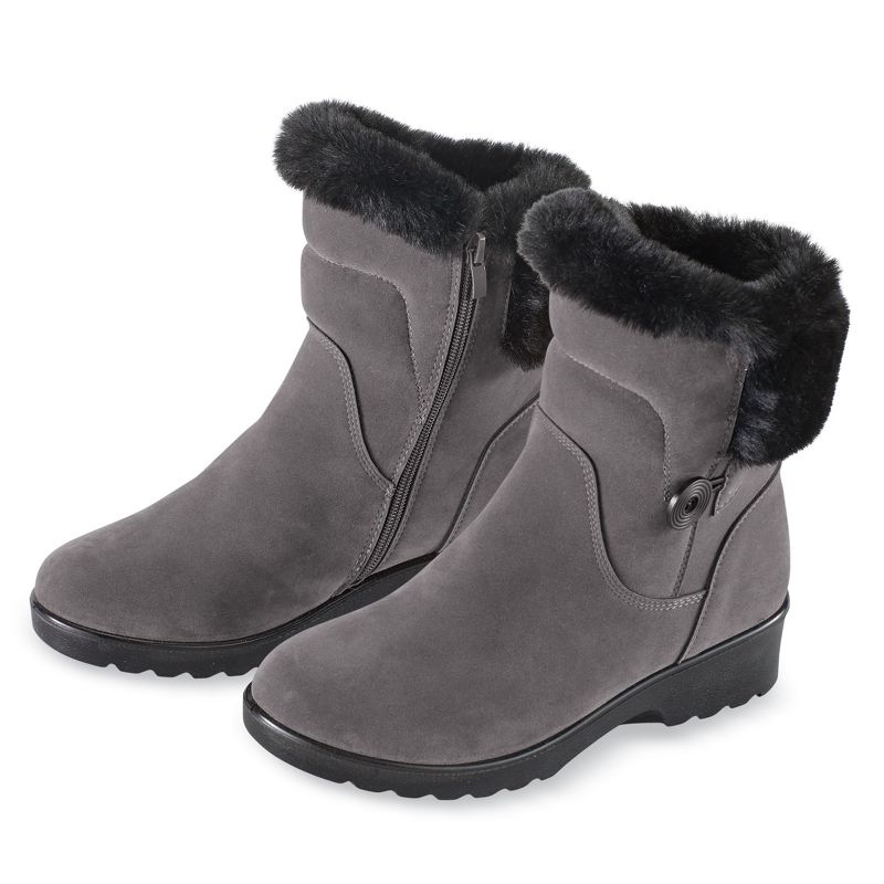 Collections Etc Faux Fur Trim Ice Gripperboots, 2 of 6